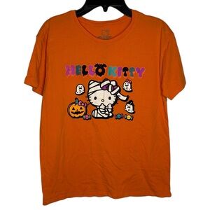 Kids Hello Kitty Halloween Orange T Shirt Size XL 14-16 Graphic Print Sanrio‎